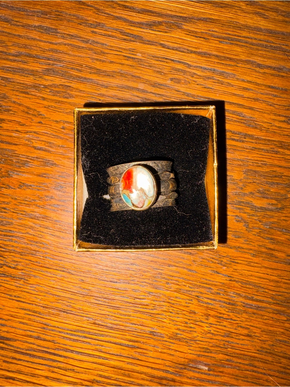 Multicolor Stone Sterling Silver Anxiety Ring